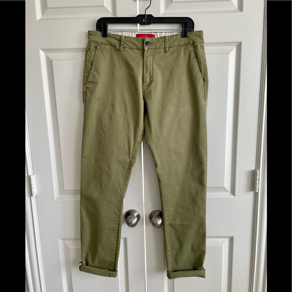 Zara Olive Slim Cuffed Stretch Khaki’s